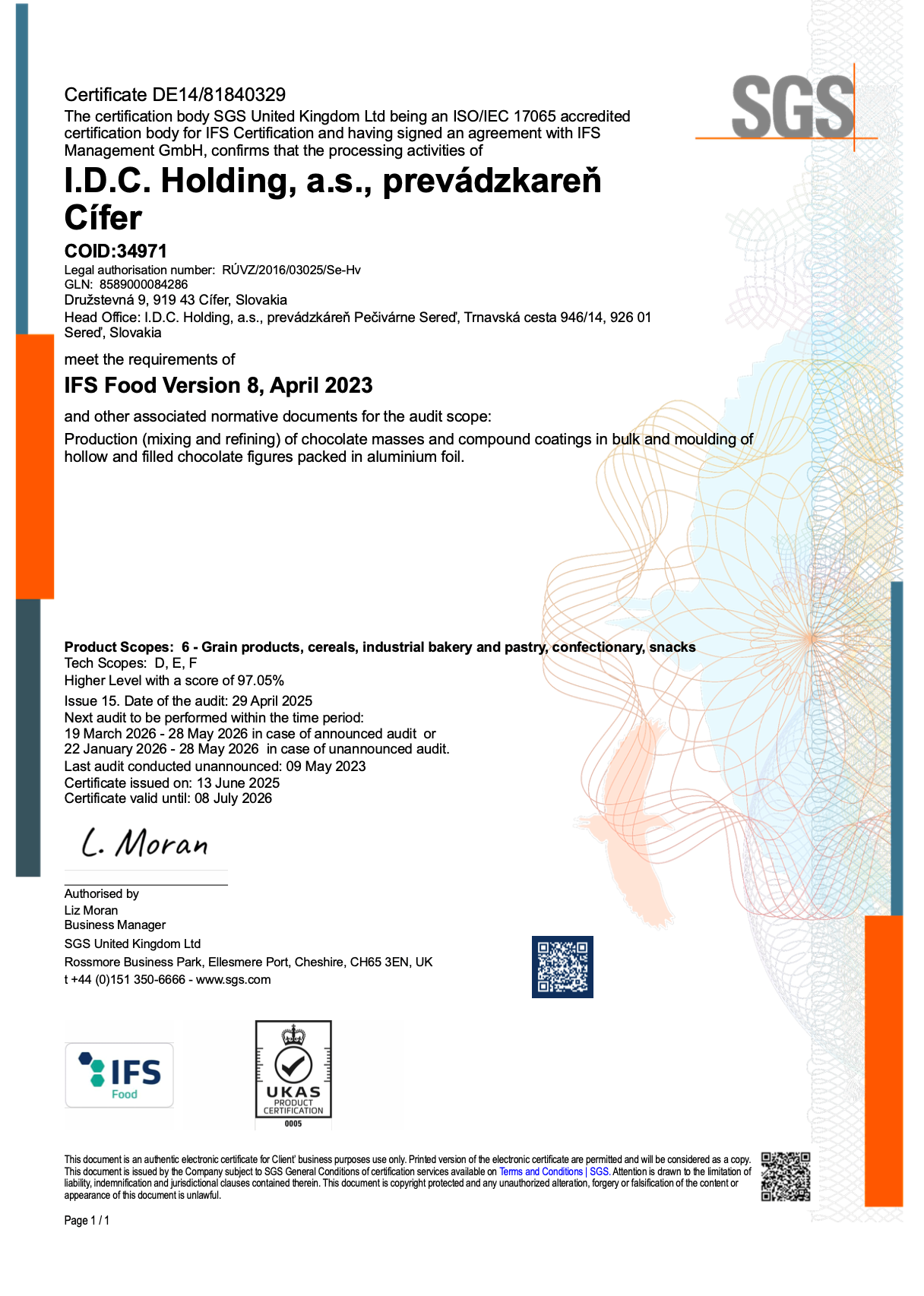 IFS prevádzkareň Cífer 2025.PDF